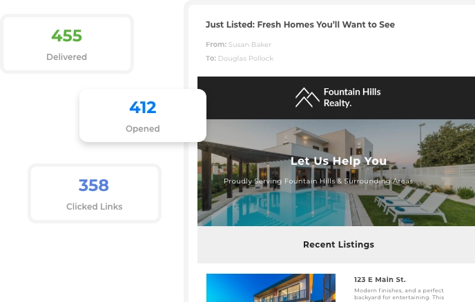 Bulk email marketing in Wise Agent CRM for sending branded real estate emails
